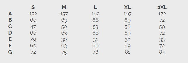 Vista tamanhos do Fato de Apicultor JGS