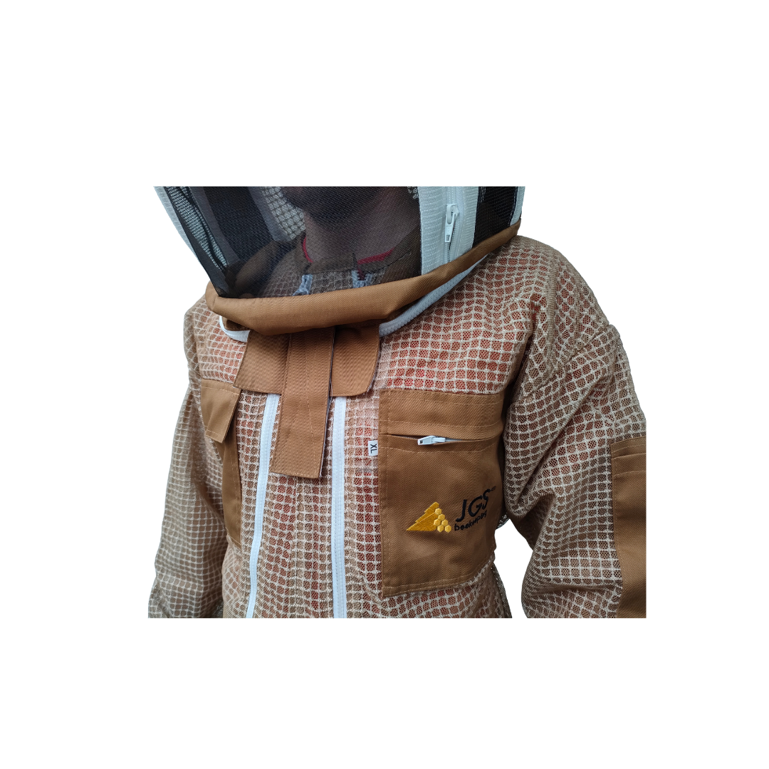 Vista frontal detalhes do Fato de Apicultor JGS