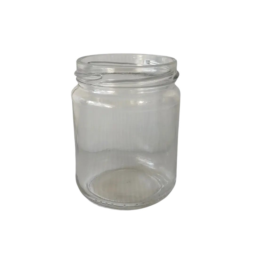 Frasco de vidro JGS 250 ml com relevo de favos – vista frontal