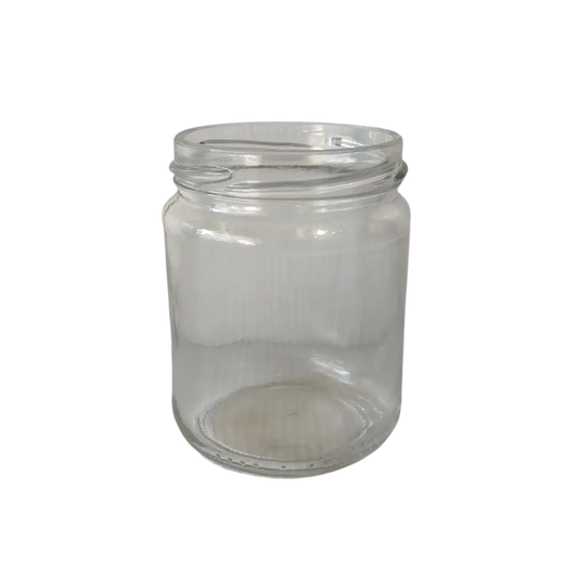 Frasco de vidro JGS 250 ml com relevo de favos – vista frontal