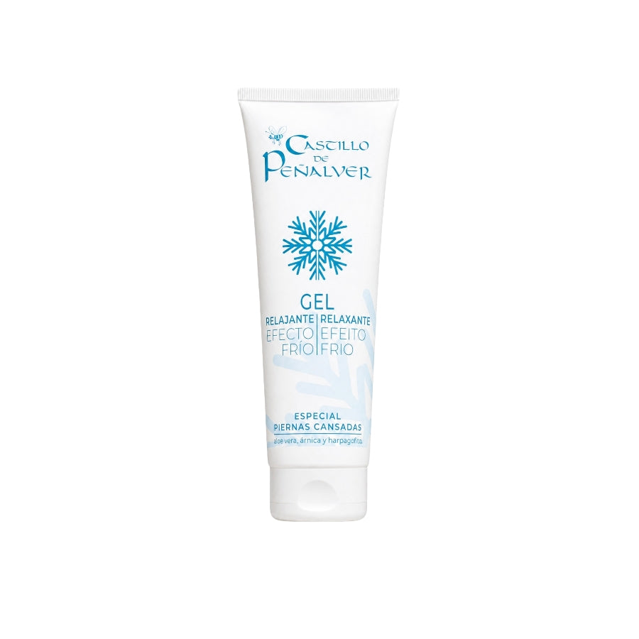 Vista frontal do Gel Relaxante Efeito Frio para Pernas Cansadas com Aloé Vera, Arnica e Garra-do-Diabo (250 ml)