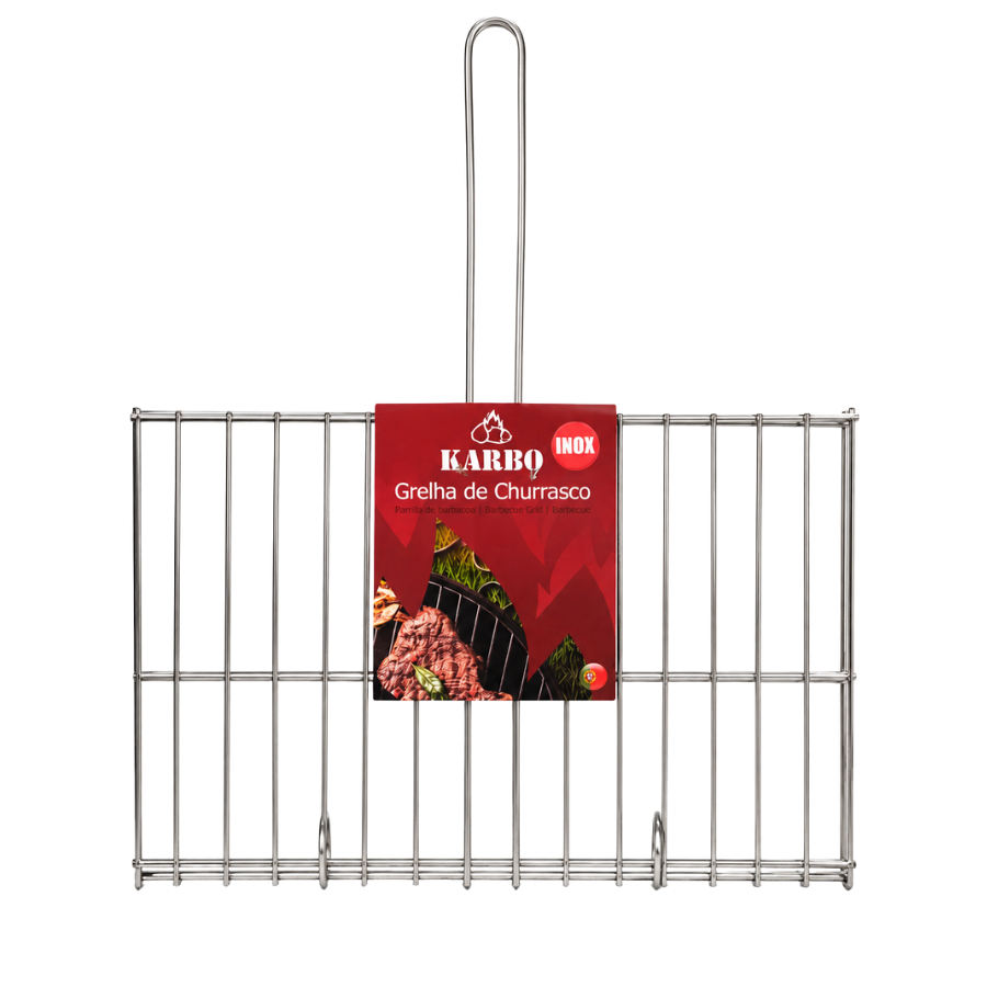 Vista frontal da Grelha para Churrasco em Aço Inoxidável 40 × 30 cm