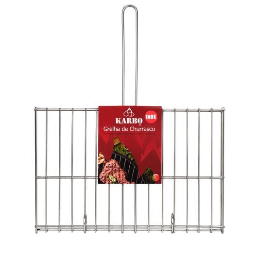 Vista frontal da Grelha para Churrasco em Aço Inoxidável 40 × 30 cm