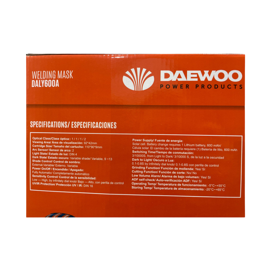 Vista Especificações da Máscara para Soldar DAEWOO (DALY600A)