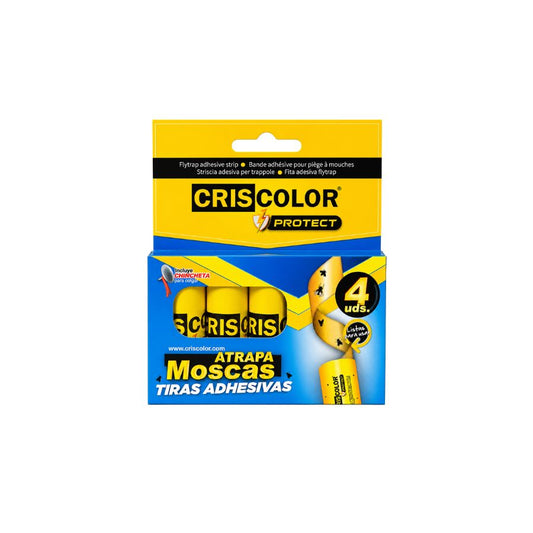 Vista frontal da embalagem das Tiras Adesivas Apanha-Moscas Criscolor