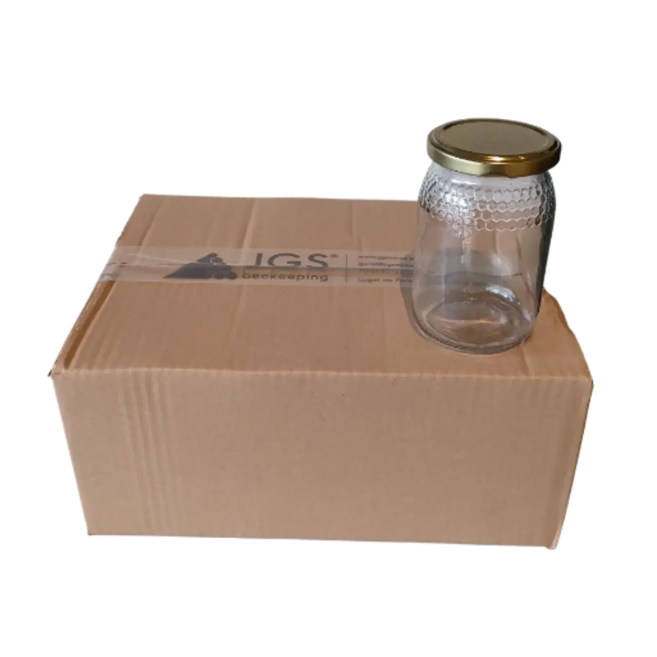 Caixa com 12 frascos de vidro 1/2kg, TO66
