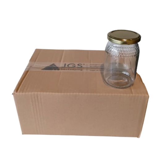 Caixa com 12 frascos de vidro 1/2kg, TO66