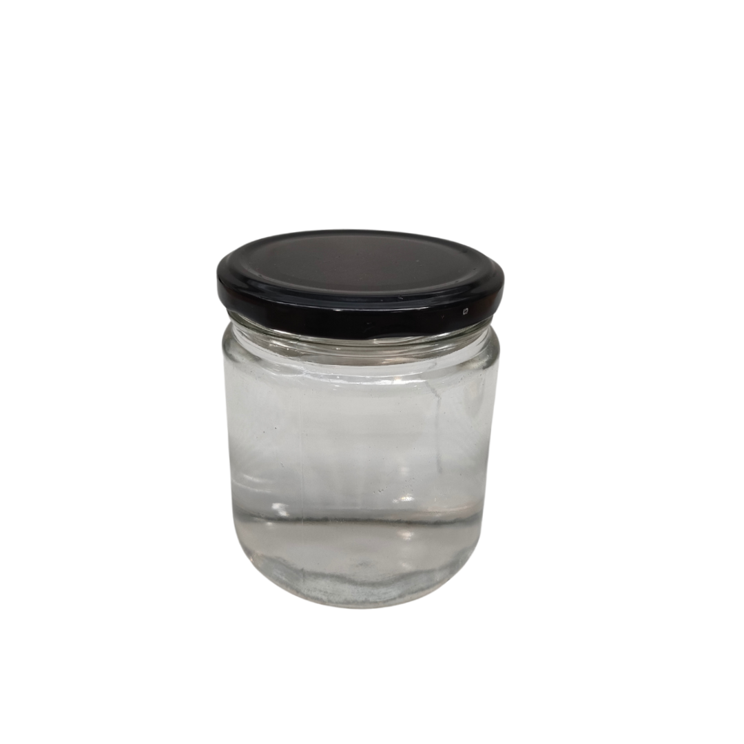 Pot en verre plat 1/2kg avec Capsule Noire