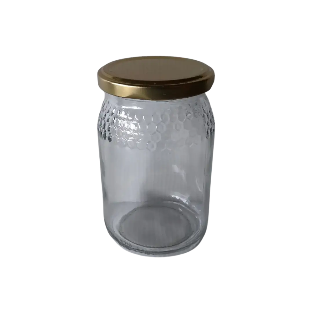 Frasco de favos 1/2kg, com tampa TO66 dourada incluída