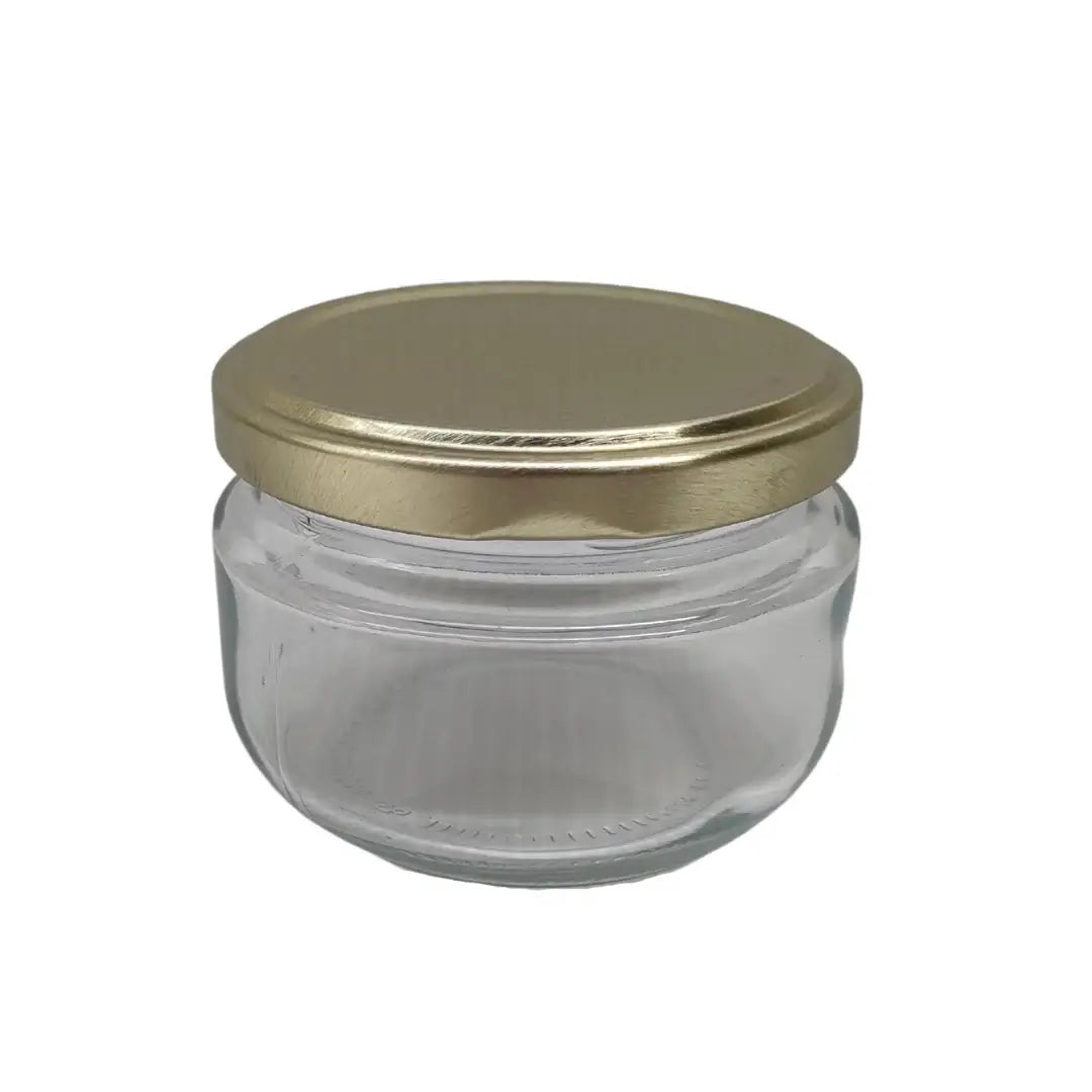 Frasco de vidro 140ml com tampa TO66 dourada