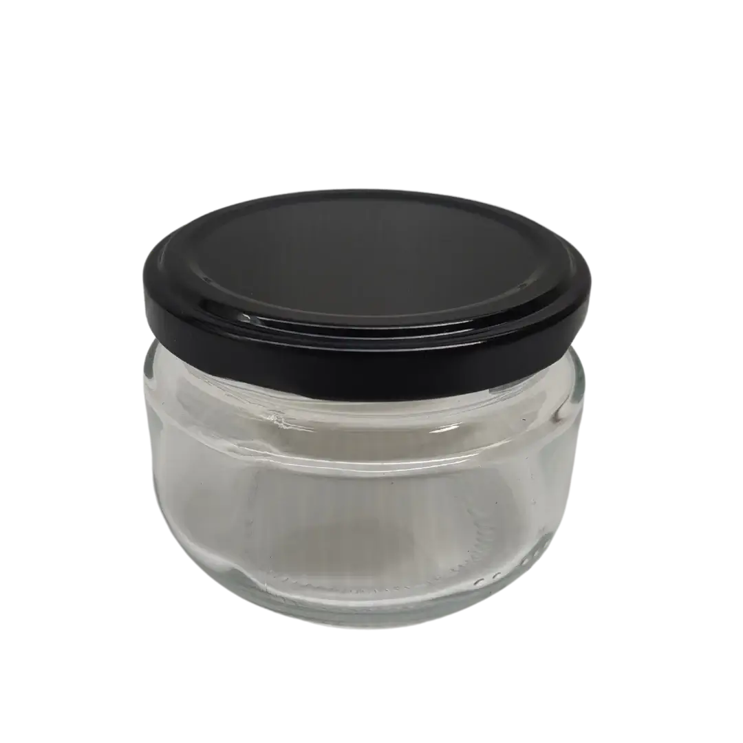 Frasco de vidro 140ml com tampa TO66 preta
