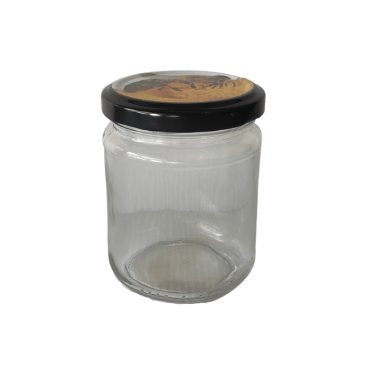 Frasco de vidro JGS 1/4 kg TO63 com tampa abelha - lateral