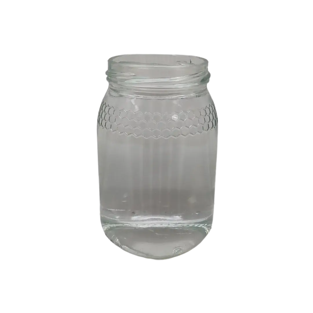 Frasco de vidro com relevo de favos JGS 380 ml TO66 – vista frontal