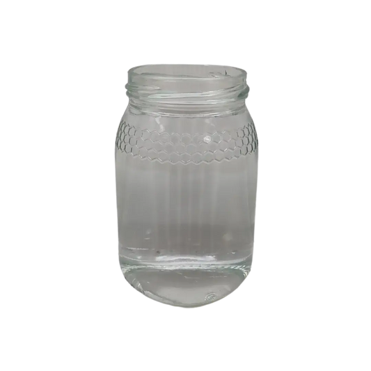 Frasco de vidro com relevo de favos JGS 380 ml TO66 – vista frontal