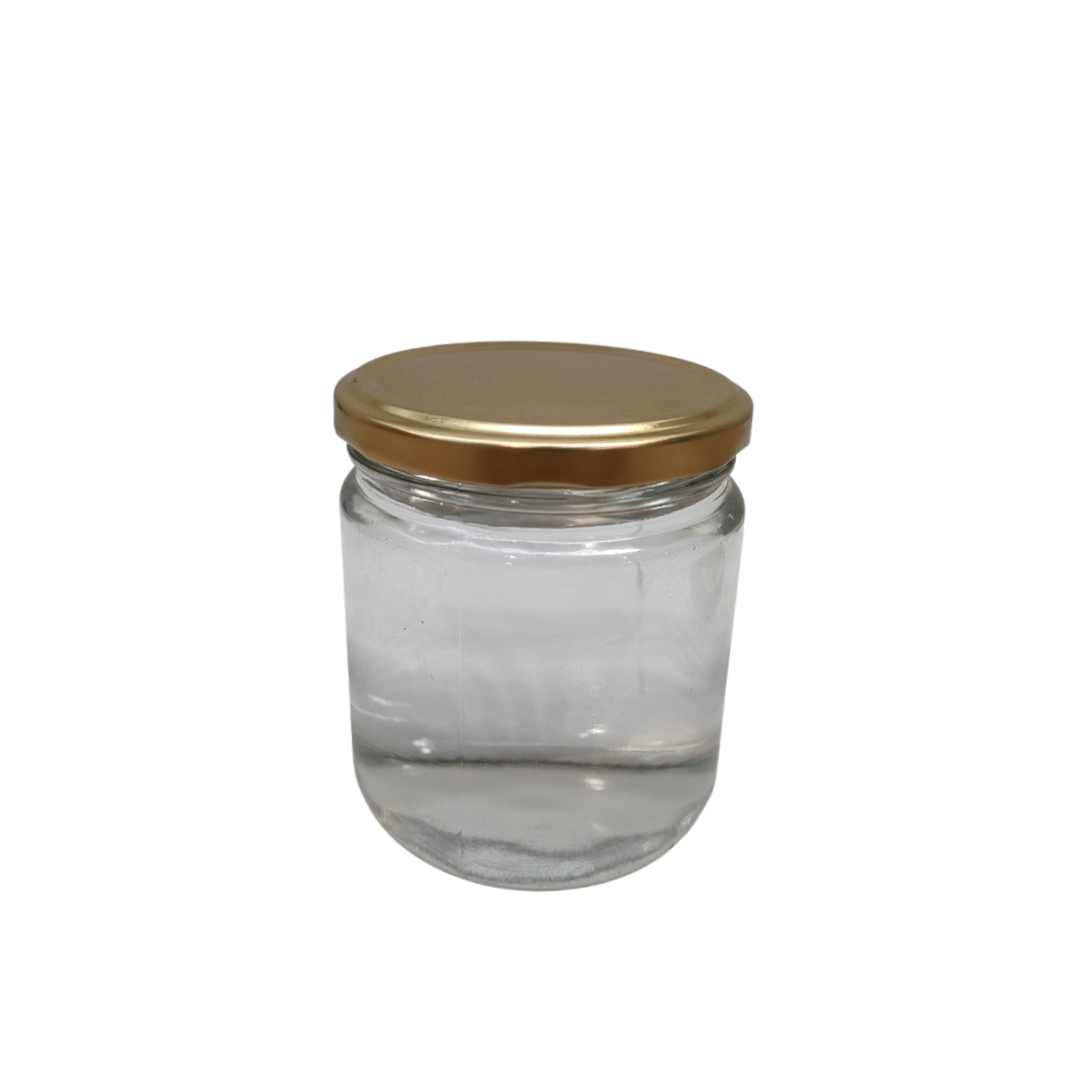 Frasco de vidro liso JGS ½ kg TO77 – dourada frontal