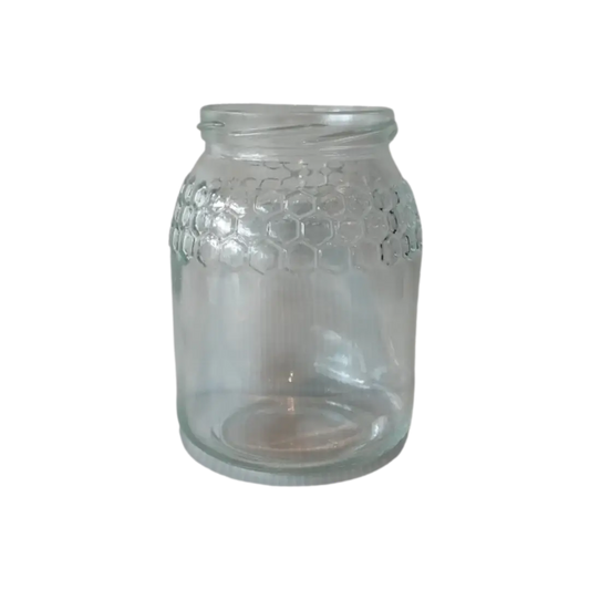 Frasco de vidro JGS com relevo de favos 1 kg TO77 – vista frontal