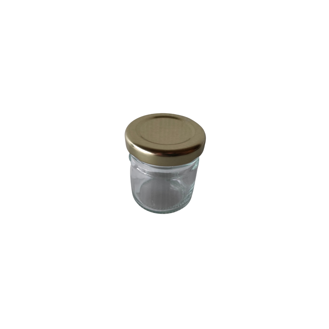 Frasco de vidro JGS 41 ml com tampa dourada – vista frontal